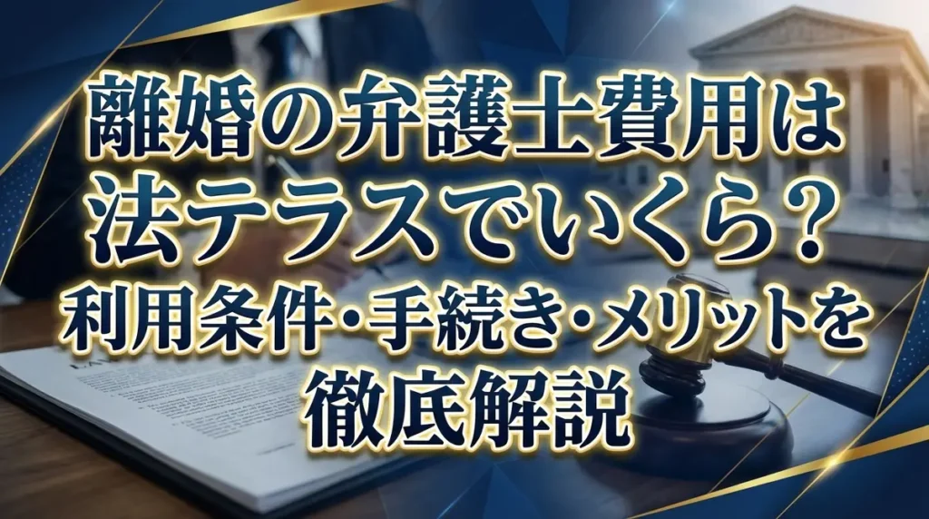 離婚の弁護士費用は法テラスでいくら？利用条件・手続き・メリットを徹底解説