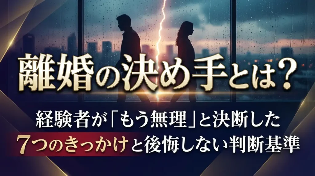 離婚の決め手とは？経験者が「もう無理」と決断した7つのきっかけと後悔しない判断基準