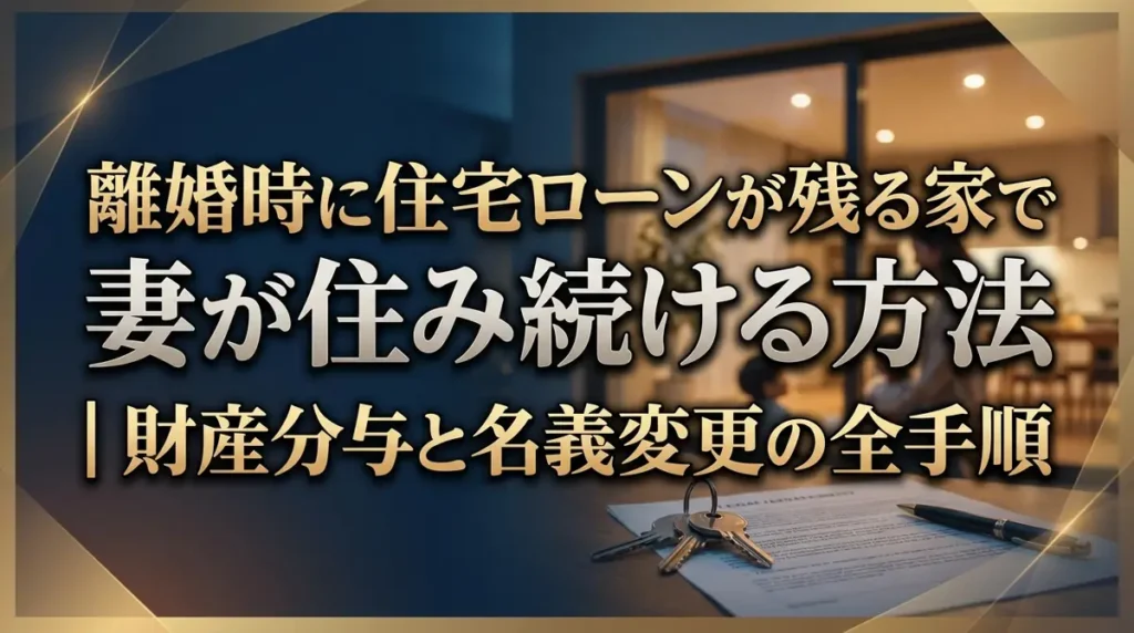 離婚時に住宅ローンが残る家で妻が住み続ける方法｜財産分与と名義変更の全手順