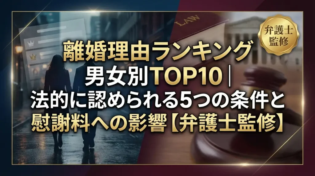 離婚理由ランキング男女別TOP10｜法的に認められる5つの条件と慰謝料への影響【弁護士監修】