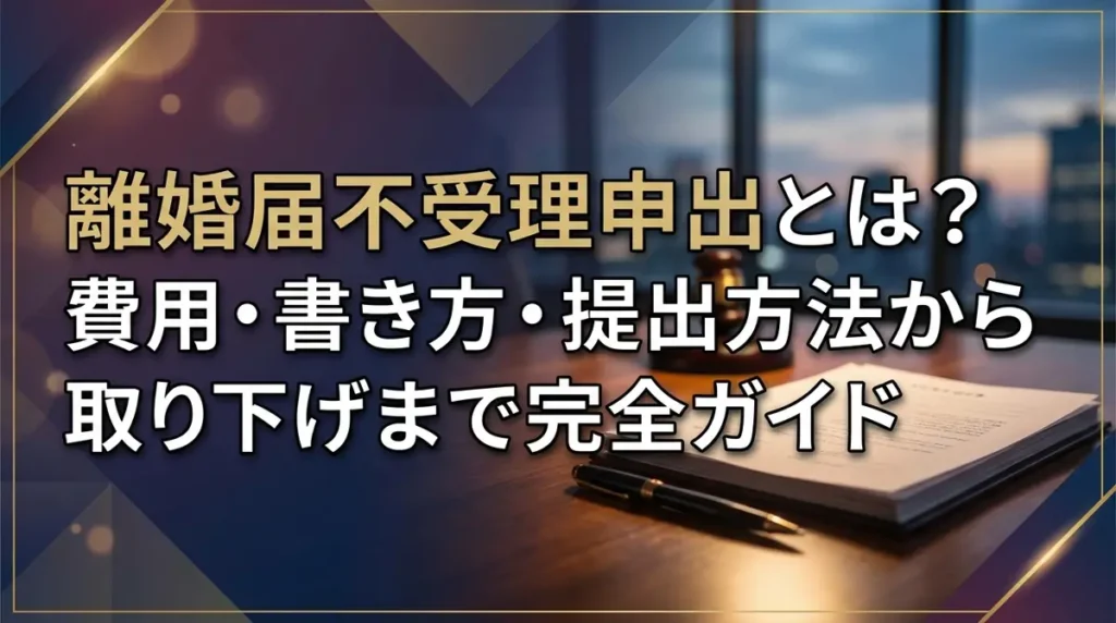離婚届不受理申出とは？費用・書き方・提出方法から取り下げまで完全ガイド