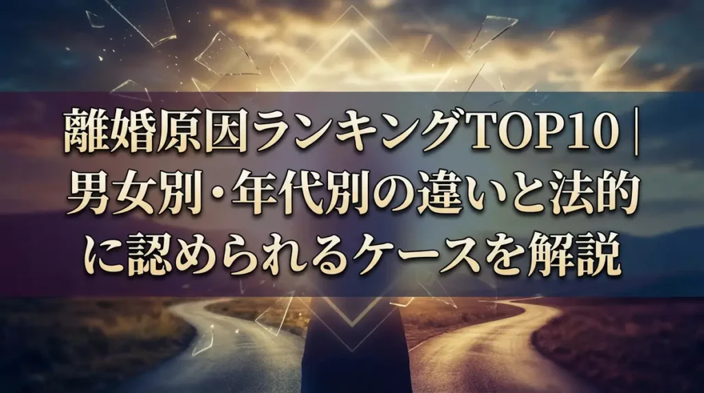 離婚原因ランキングTOP10｜男女別・年代別の違いと法的に認められるケースを解説