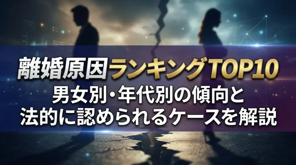 離婚原因ランキングTOP10｜男女別・年代別の傾向と法的に認められるケースを解説