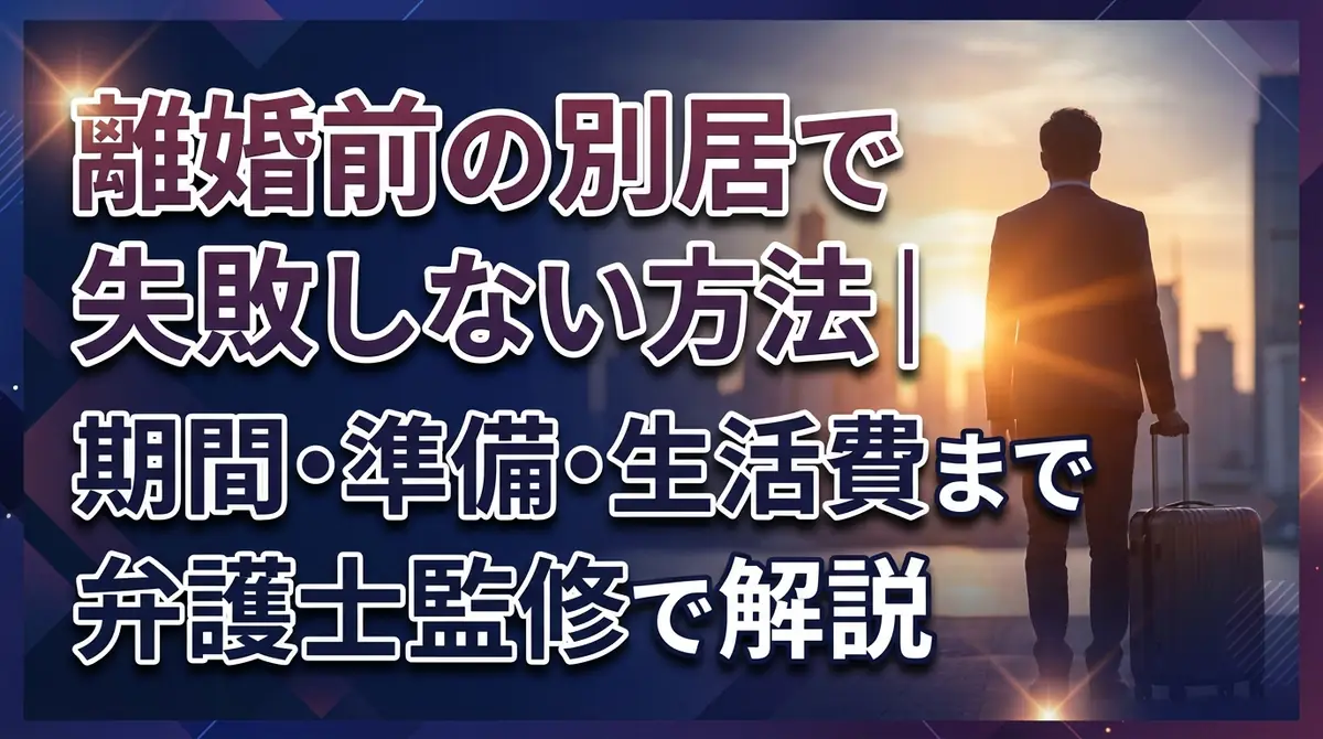 離婚前の別居で失敗しない方法｜期間・準備・生活費まで弁護士監修で解説