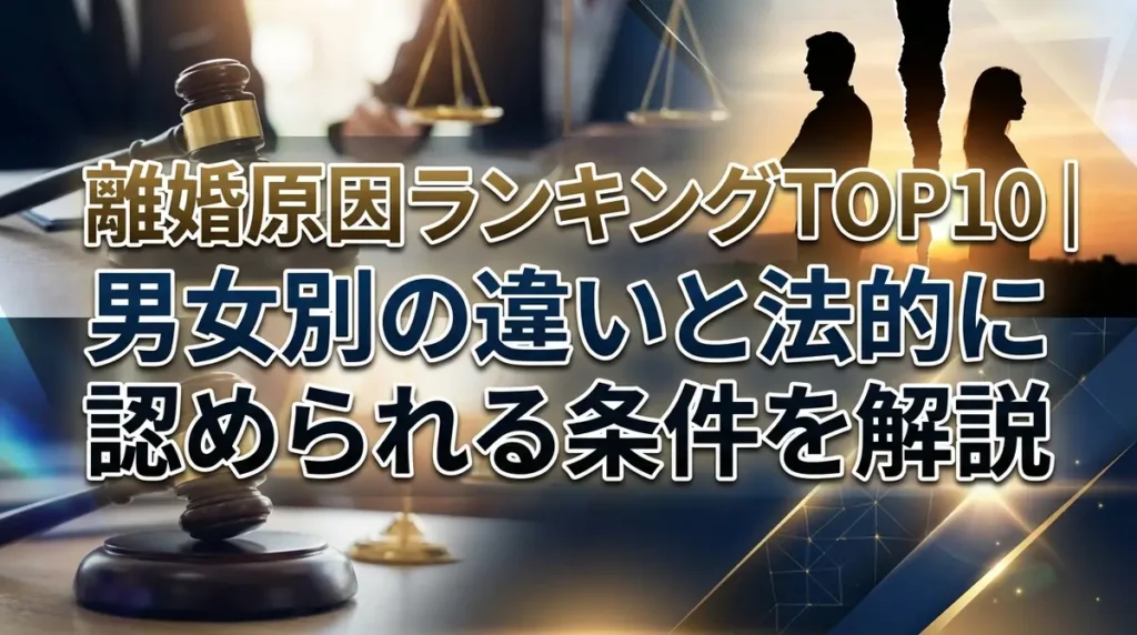 離婚原因ランキングTOP10｜男女別の違いと法的に認められる条件を解説