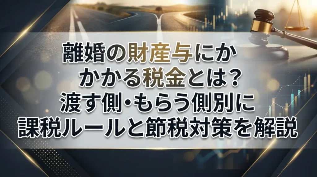 離婚の財産分与にかかる税金とは？渡す側・もらう側別に課税ルールと節税対策を解説