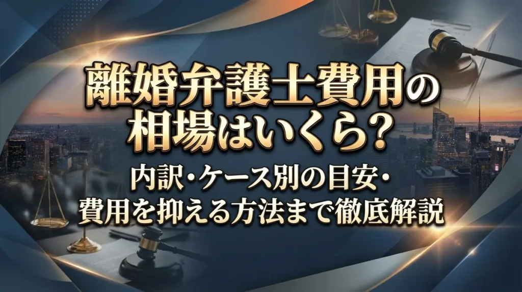 離婚弁護士費用の相場はいくら？内訳・ケース別の目安・費用を抑える方法まで徹底解説