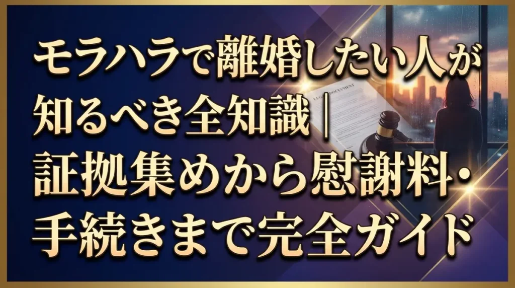 モラハラで離婚したい人が知るべき全知識｜証拠集めから慰謝料・手続きまで完全ガイド