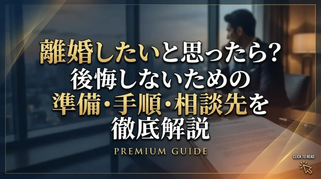 離婚したいと思ったら？後悔しないための準備・手順・相談先を徹底解説