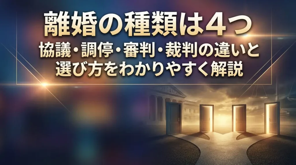 離婚の種類は4つ｜協議・調停・審判・裁判の違いと選び方をわかりやすく解説